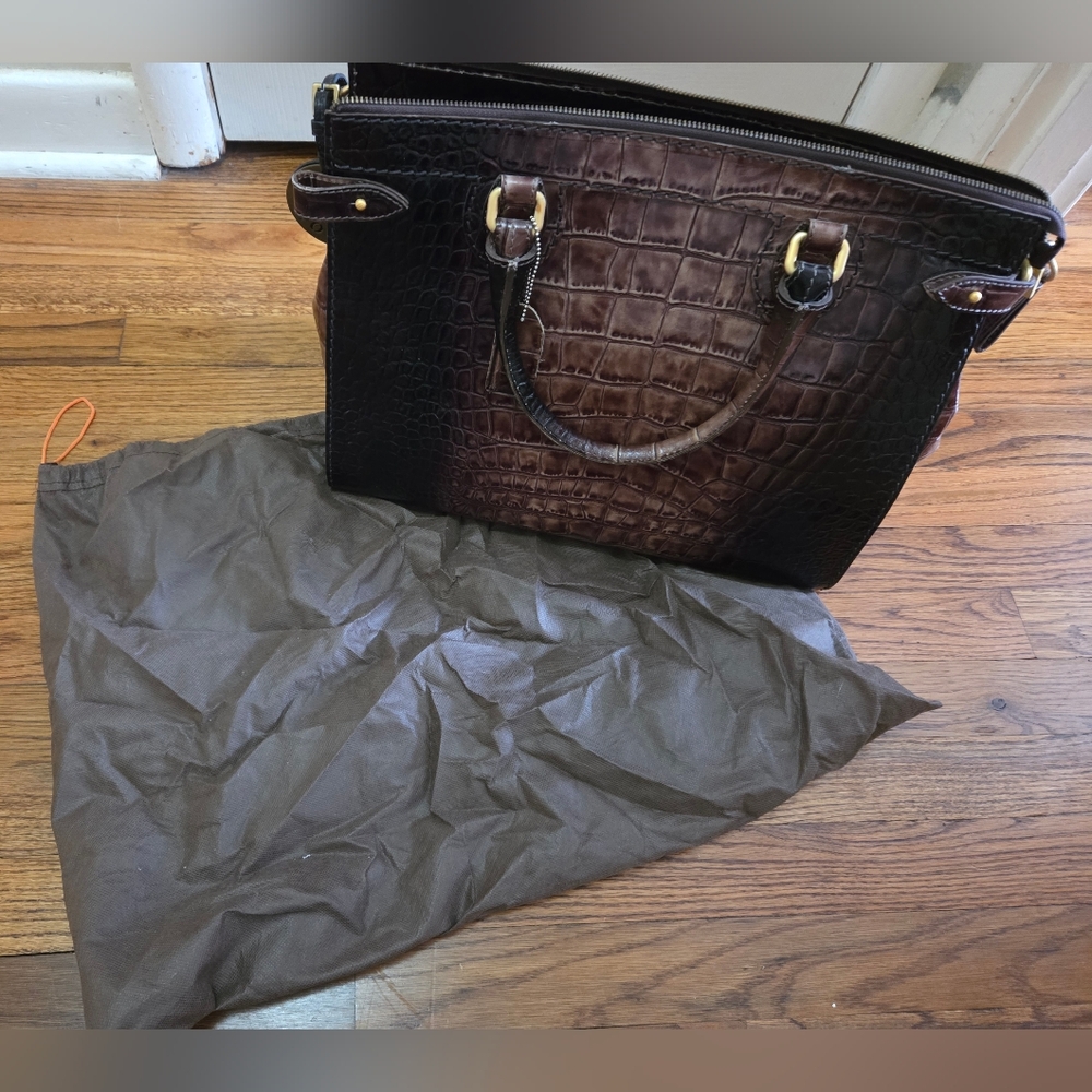 Mottini Newport Beach Crocodile-Embossed Leather Satchel - Picture 11 of 16